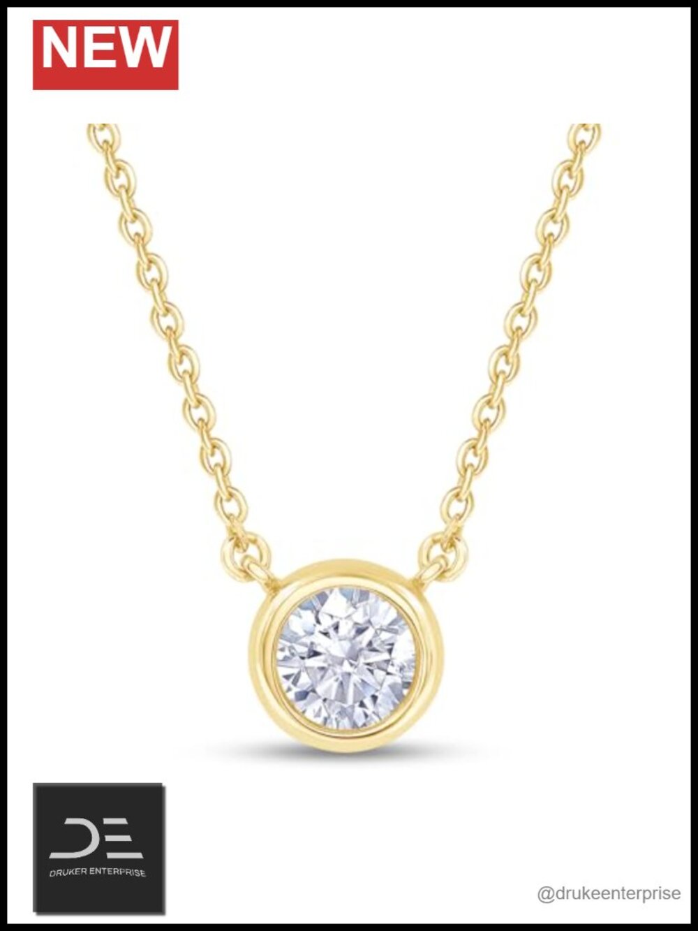 Solitaire Moissanite Pendant Necklace 18K Gold Plated 0.90 CT